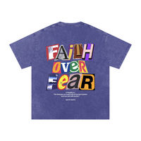 Load image into Gallery viewer, Faith Over Fear - 2 Timothy 1:7 - Snow Washed Oversized Cotton T-Shirt