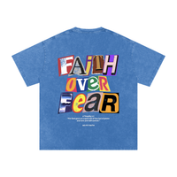 Load image into Gallery viewer, Faith Over Fear - 2 Timothy 1:7 - Snow Washed Oversized Cotton T-Shirt